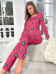 Heart Pattern PJs Set