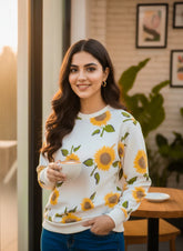Winter Sunflowers Printed Sweatshirt