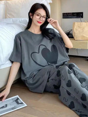 Double Heart printed Night Suit