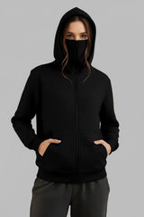 Winter Balaclava Ninja Zipper Hoodie Jacket For Women
