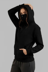 Winter Balaclava Ninja Zipper Hoodie Jacket For Women