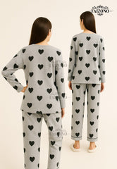 Grey Black Multi Heart Pjs Set