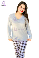 Grey V- Neck T-Shirt For Women