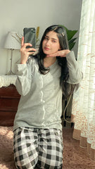 Grey V-Neck PJs Set