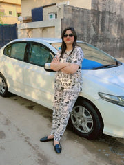 Drop Shoulder Love Pjs Set