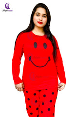 Red Smiley Printed Pajama Night Suit