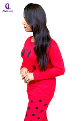 Red Smiley Printed Pajama Night Suit