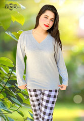 Grey V-Neck PJs Set