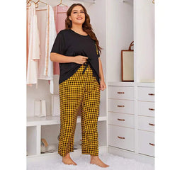 Yellow and Black Check Pocket PJs Set