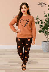 Winter Fleece Heart and Butterfly Night Suit