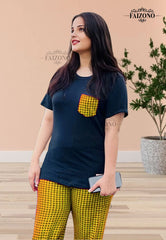 Yellow and Black Check Pocket PJs Set