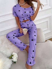Purple Black Multi Heart PJs Set