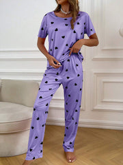 Purple Black Multi Heart PJs Set