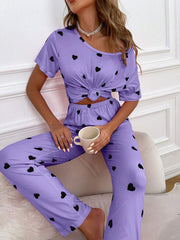Purple Black Multi Heart PJs Set