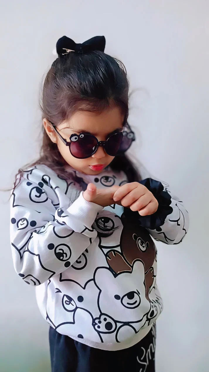 White Bears Sweatshirt With Trouser For Kids (2 Piece)