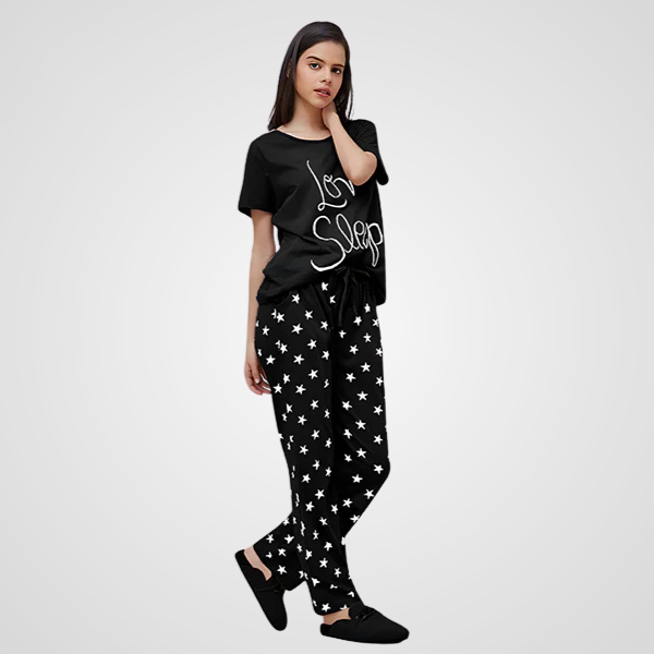 Black Love Sleep Printed Night Suit