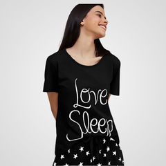 Black Love Sleep Printed Night Suit