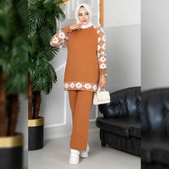 Winter Sunflower Printed Long Sleeves 2 PCs Co-Ord Set