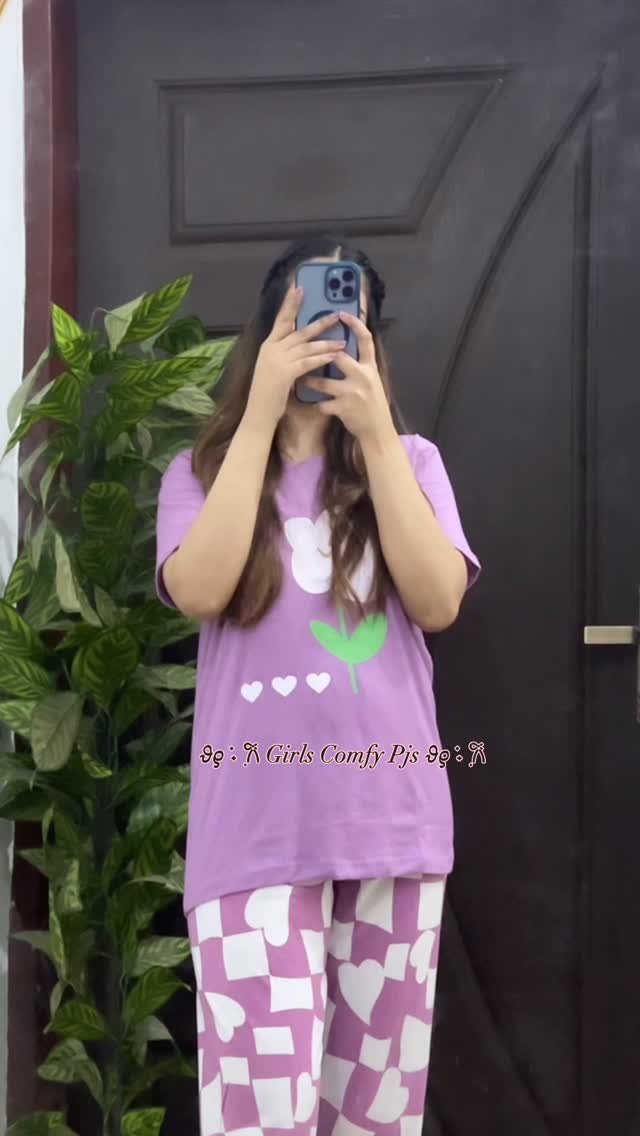 Purple Flower Printed Night Suit