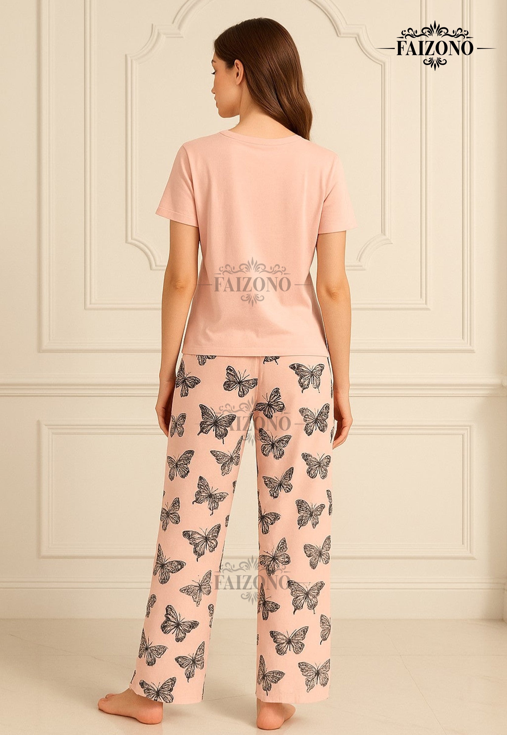 Baby Pink With Butterfly Pjs Set
