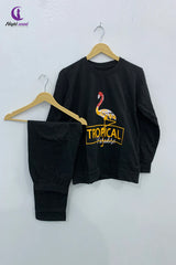 Black Tropical Printed Night Suit