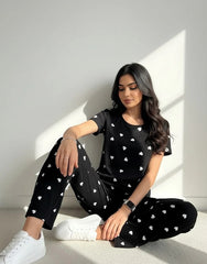 Black White Heart PJs Set