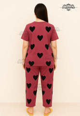 Pink Black Heart Pjs Set