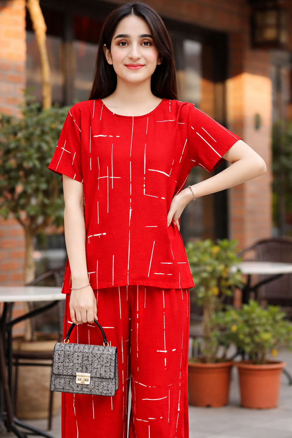 Lines Capri Printed PJs Set