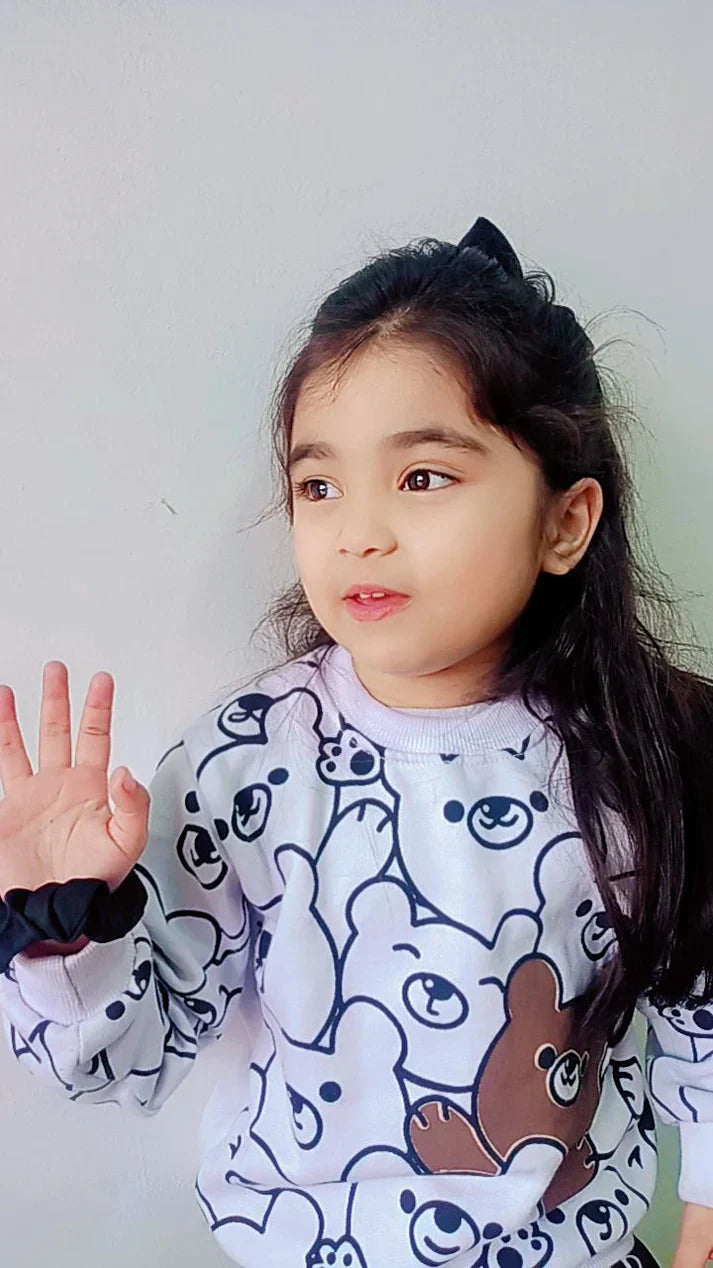 White Bears Sweatshirt With Trouser For Kids (2 Piece)