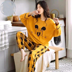 Yellow Mickey Mouse Printed Night Suit