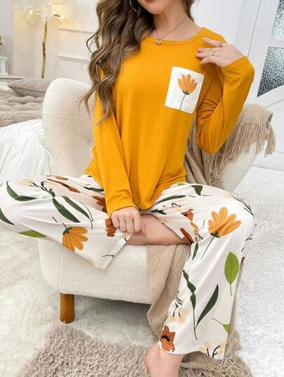 Yellow Flower Pocket PJs Set