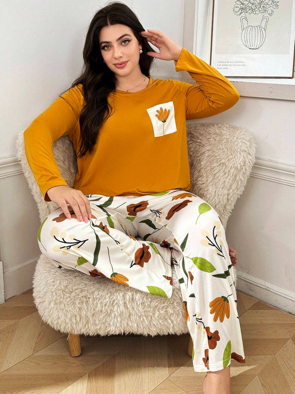 Yellow Flower Pocket PJs Set