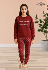 Winter Fleece Love More Printed Night Suit