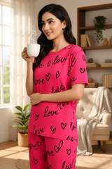 Love Heart Printed PJs Set