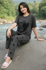 Dark Grey Heart PJs Set