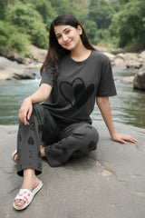 Dark Grey Heart PJs Set