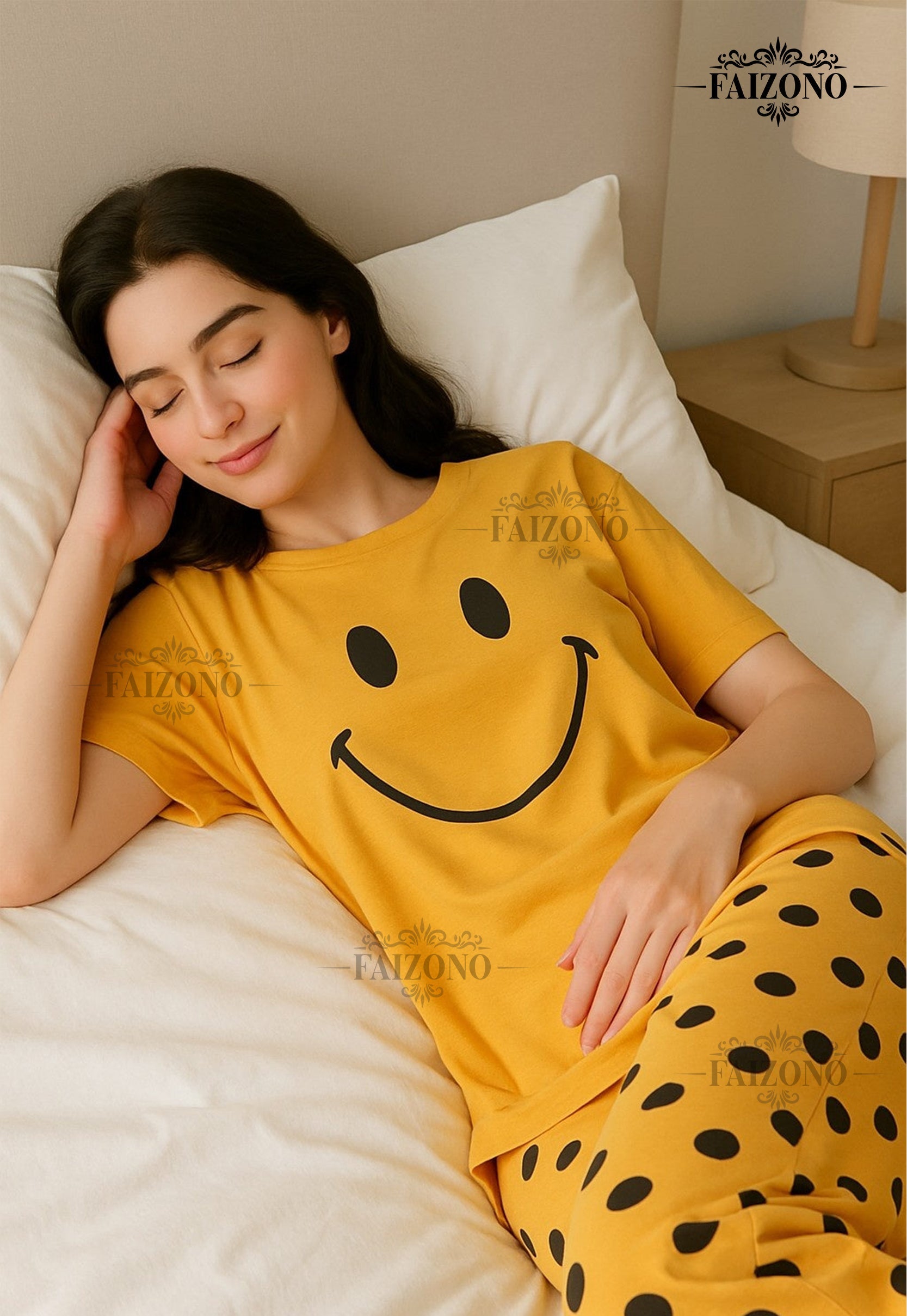 Yellow Smiley PJs Set