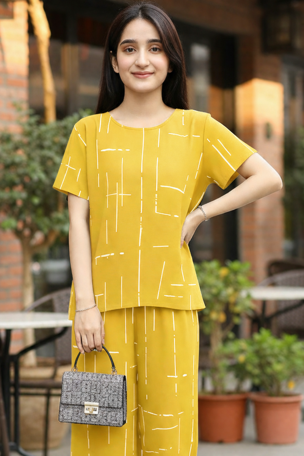 Lines Capri Printed PJs Set