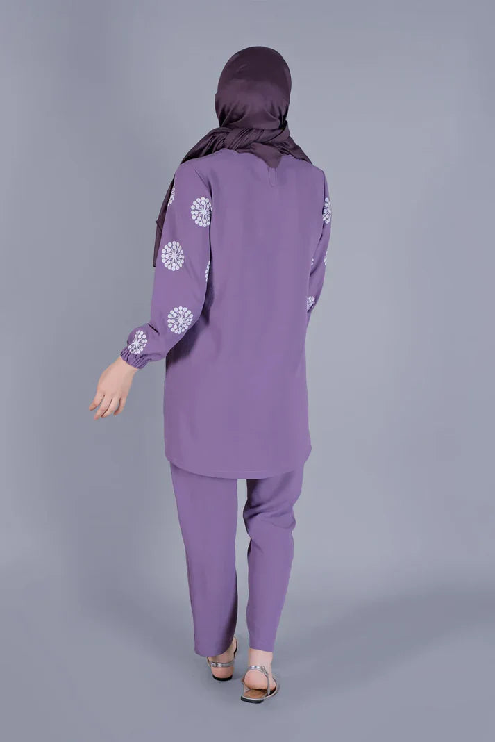 Winter Flower Printed Long Sleeves 2 PC Co-Ord Set