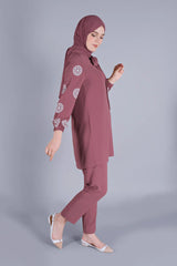 Winter Flower Printed Long Sleeves 2 PC Co-Ord Set