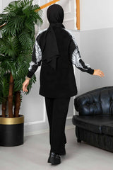 Winter Feather Printed Long Sleeves 2 PC Co-Ord Set